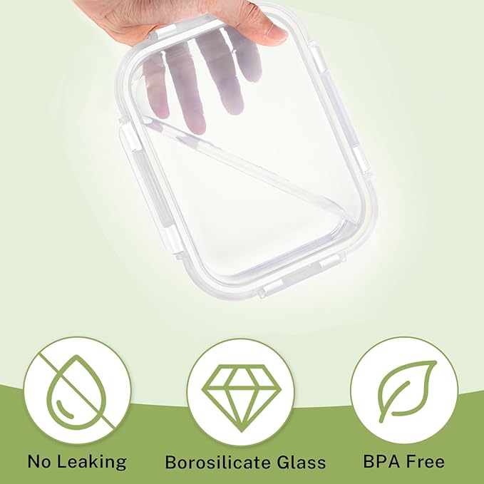 HOMBERKING 8 Pack Glass Food Storage Containers