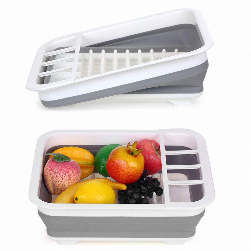 Collapsible Dish Drying Rack Portable Dish Drainer Dinnerware Organizer for Kitchen RV Campers Storage
