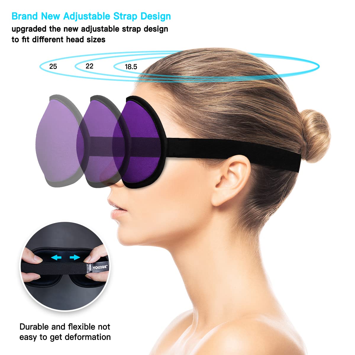 Sleep Mask for Women Men, Ultrathin Light Blocking Sleeping Mask, No Pressure On Eyes 3D Contoured Blindfold, Soft Comfort Eye Shade Cover for Travel/Naps/Yoga/Shift Work.（Black）