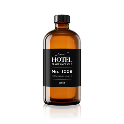 AirScent Hotel Diffuser Oil No. 1008 - White Tea, Aloe Vera & Sandalwood - Premium Fragrance Oil for Ultrasonic and Waterless Diffusers and Crafting - 500 mL, 16.9 fl oz Glass Bottle
