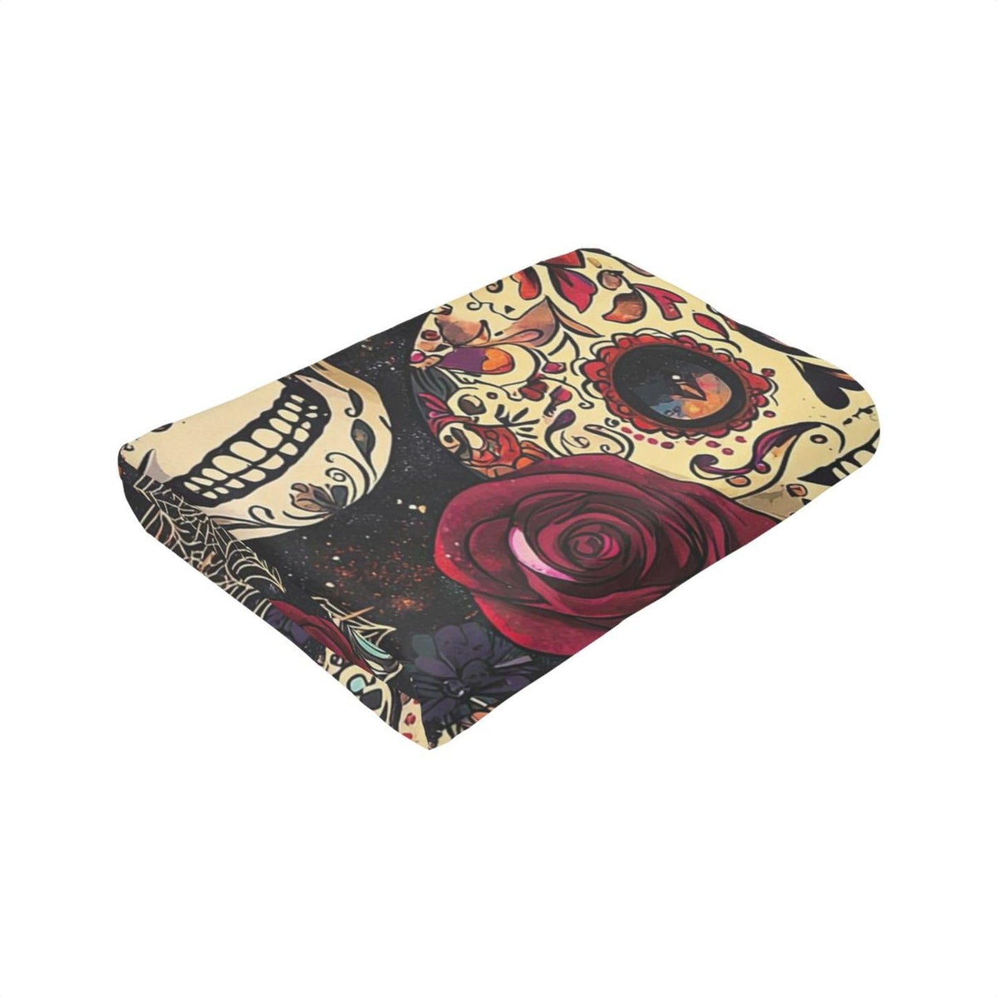 Skull Blanket Gothic Rose Flower Soft Flannel Blanket for Couch or Room Decor 60"x50"