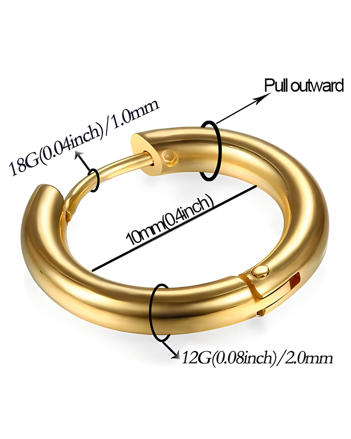 316L Surgical Stainless Steel Huggie Hoop Earrings 14mm Gold Hypoallergenic Earrings Hoop Cartilage Helix Lobes Hinged Sleeper Earrings For Men Women(F01:14mm Gold(THK 2.0mm))