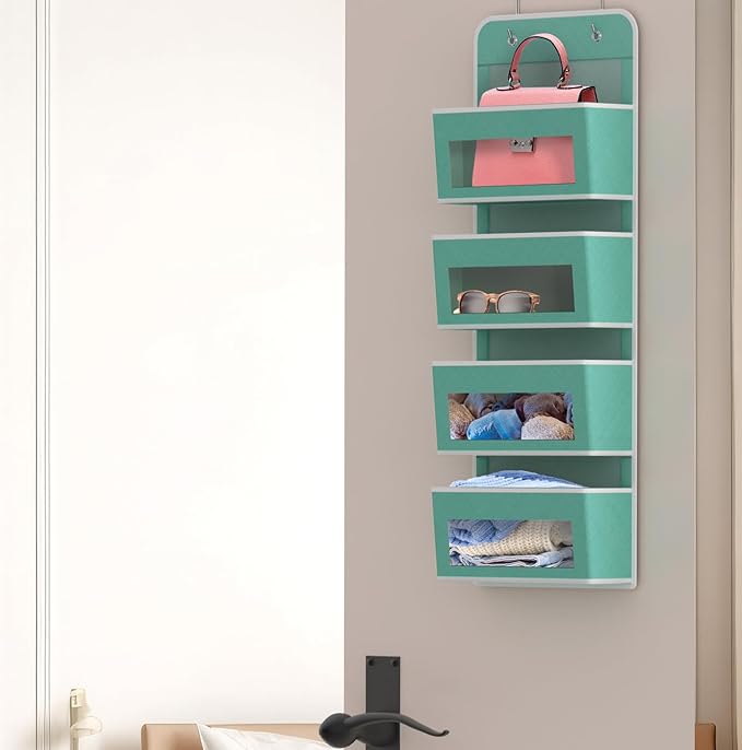 Simple Houseware 4 Clear Window Pocket Over Closet Door Storage Hanging