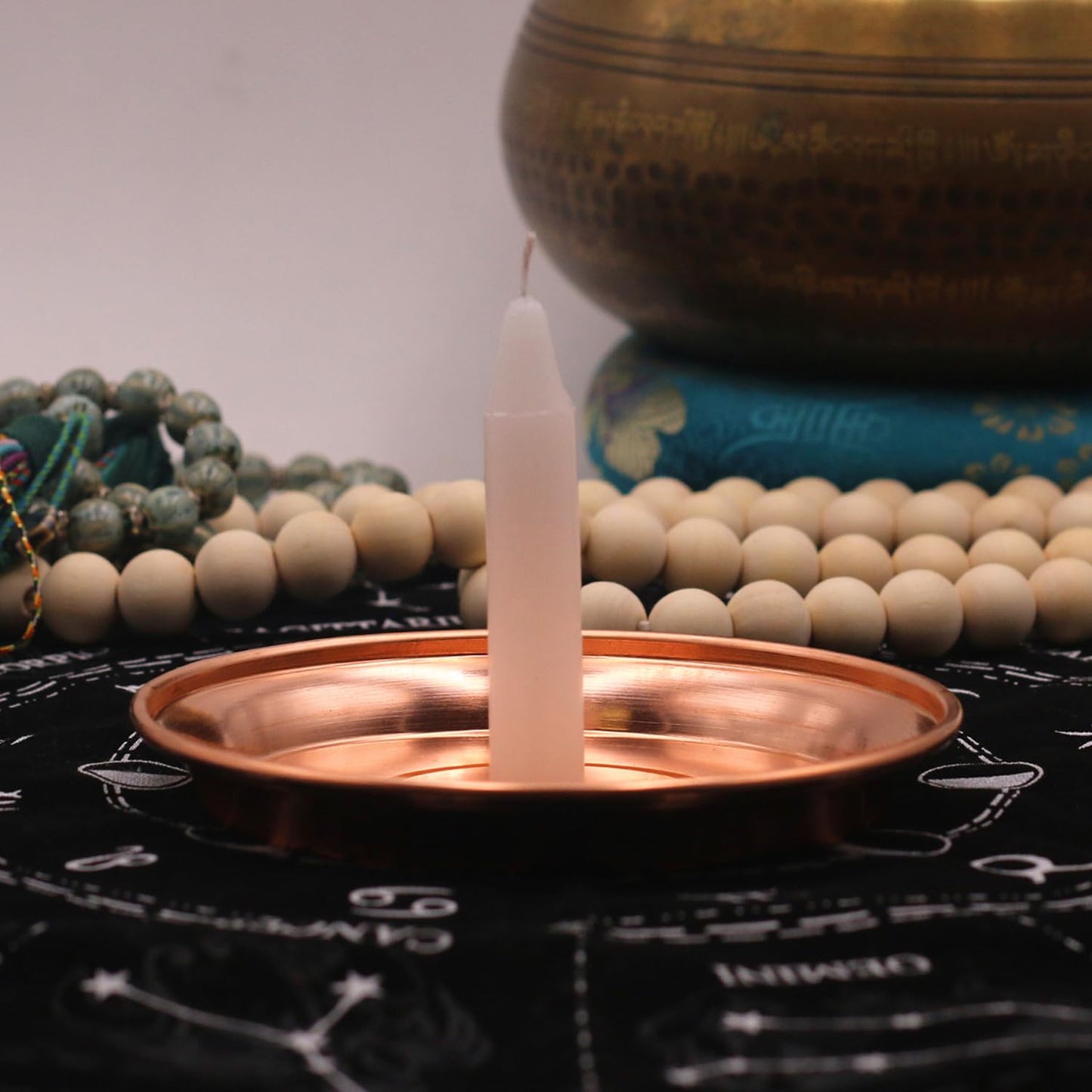 Copper Offering Bowl Prayer Ritual Plate Great for Altar,Incense Burner, smudging Bowl, Offering Dish,Candle Trays, Ash Catcher,Jewelry Dish(Twelve Tonstellations)