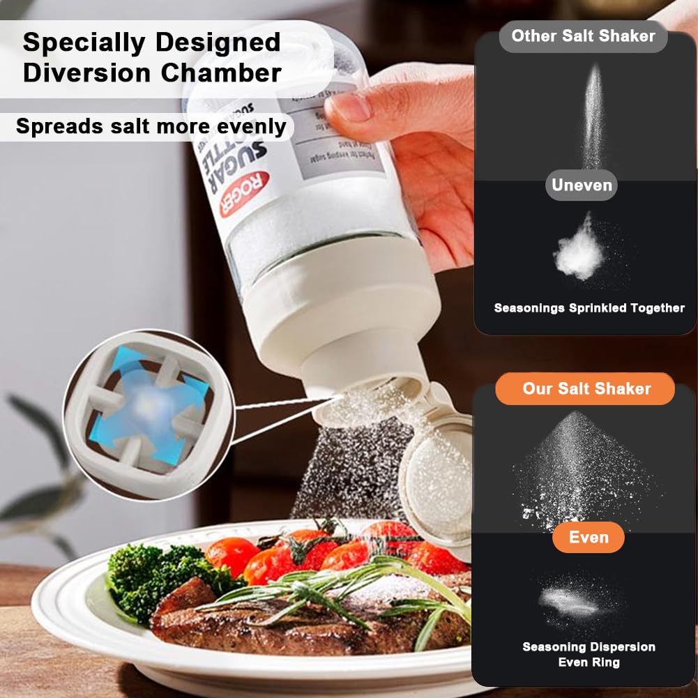 Salt Shaker or Pepper Shaker, AutoMeasure Seasoning Bottle, Kitchen Must have, Glass Metering Spice Salt Paprika Pepper Cumin Powder Sugar Dispenser Spice Jar, BPA Free (Blue)