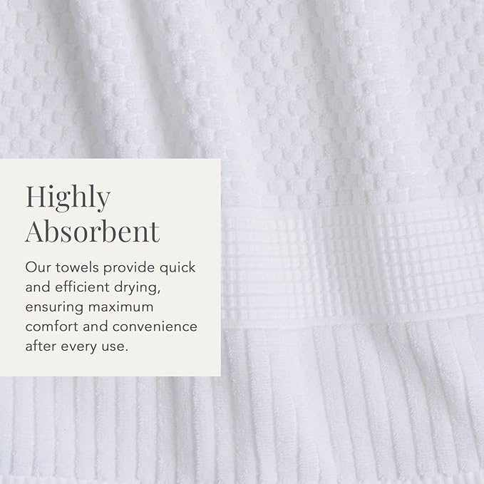 NY Loft 100% Cotton Bath Towel Set of 4 | White Towels | Oeko-TEX® Standard 100