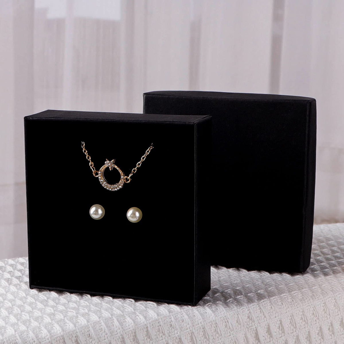 Sdootjewelry Black Jewelry Boxes Bulk 12 Packs, Jewelry Gift Box with Foam, Small Jewelry Boxes for Gifts, 3.5'' × 3.5'' × 1.2''