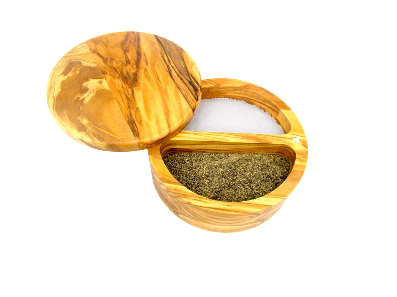Trademark Innovations Olive Wood Salt Cellar Box Container