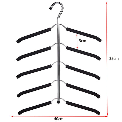 JFFLYIT Blouse Tree Hangers Multi-Layer Clothes Hangers 3 Pack 5 in 1 Non Slip Space Saving Closet Organizer Stainless Steel Shirt Hanger Coats Hanger（Black）