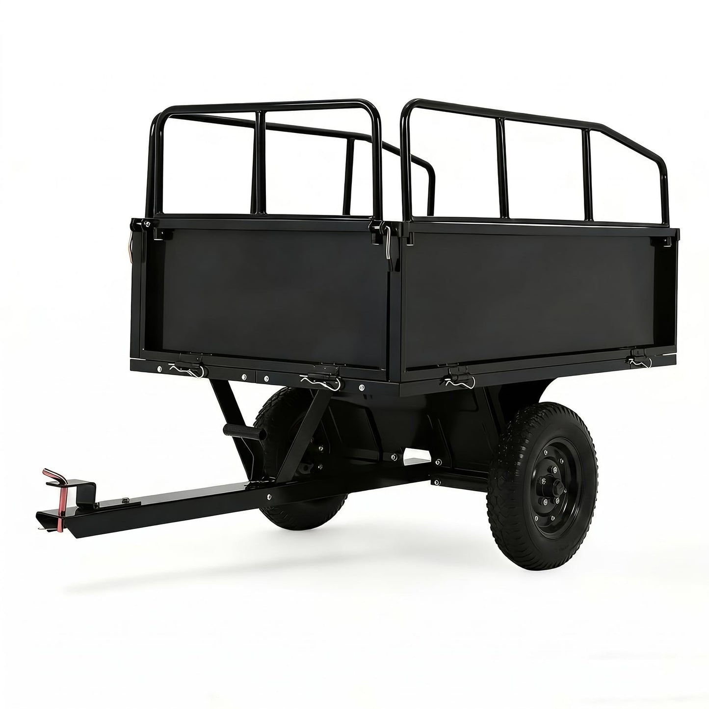 Heavy Duty ATV Trailer Steel Dump Cart, 750 lbs 17 Cubic Feet, Garden Utility Trailer Yard Trailers with Removable Sides for Riding Lawn Mower Tractor