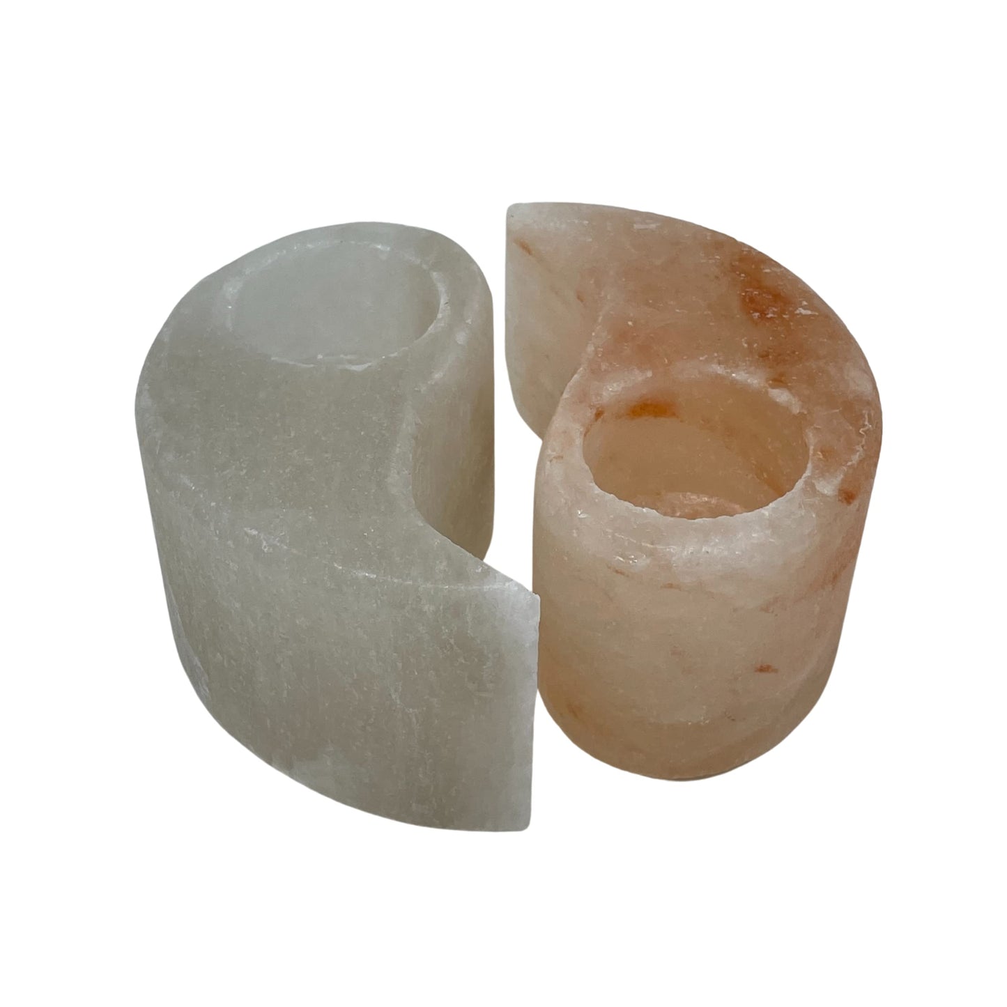 Himalayan Salt Yin-Yang Tealight Candle Holder, Pink & White, Aesthetic & Trendy Home Decor, Unique Gift Ideas