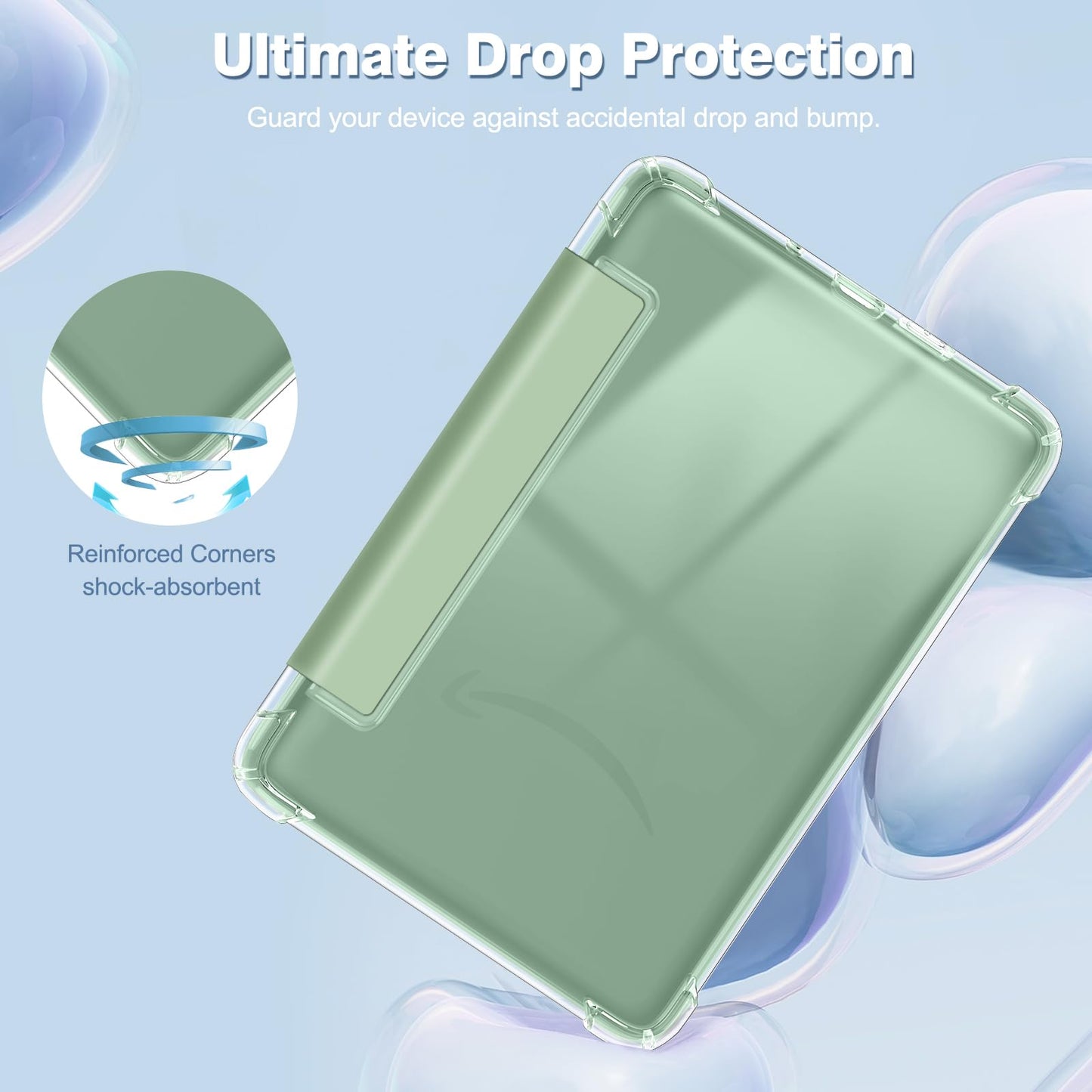 FINTIE Slim Case for 6" Kindle (11th Generation-2024/2022 Release), Ultra Clear Soft Flexible TPU Back Cover Light Shell with Auto Wake/Sleep for Kindle 2024/2022 11th Gen, Agave Green
