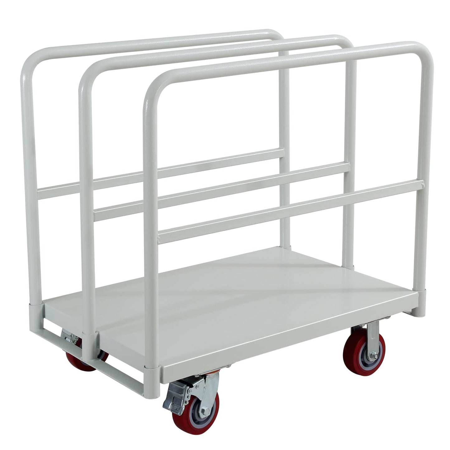 Heavy Duty Steel Panel Cart, Flatbed Cart with 5" Swivel Caster 2500lbs Load Capacity, Lumber Drywall Mattress Transporting