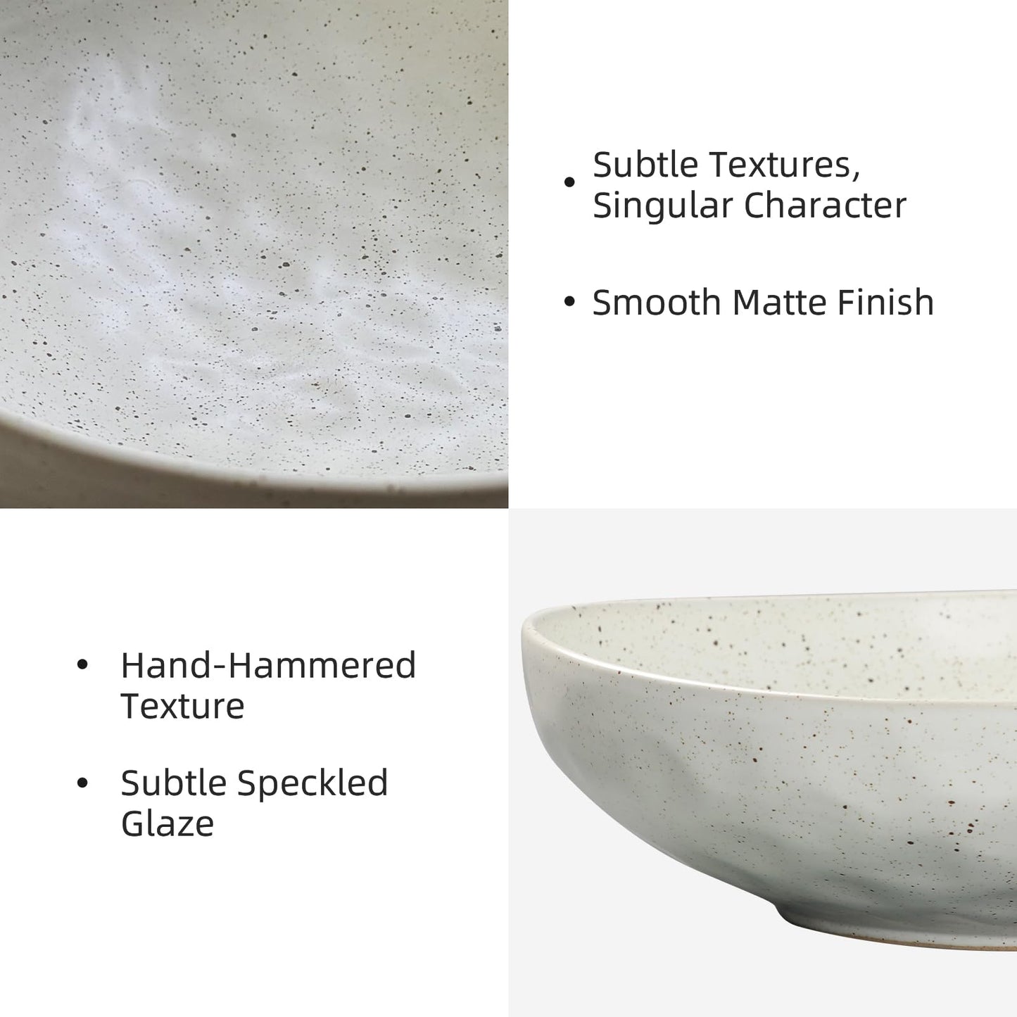 salomayes Wabi-Sabi Decorative Bowl, Matte Off-White Speckled Ceramic Key Bowl with Subtle Hammered Texture, One-of-a-Kind Artisan Glaze for Entryway or Kitchen Counter Décor