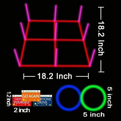Ring Toss Games Glowing 3-in-1 Tic Tac Toe Game Indoor/Outdoor Games for Adults and Family - Fun Camping, Backyard Toys, Carnival Games or Dorm Room Game, Sticker with Content