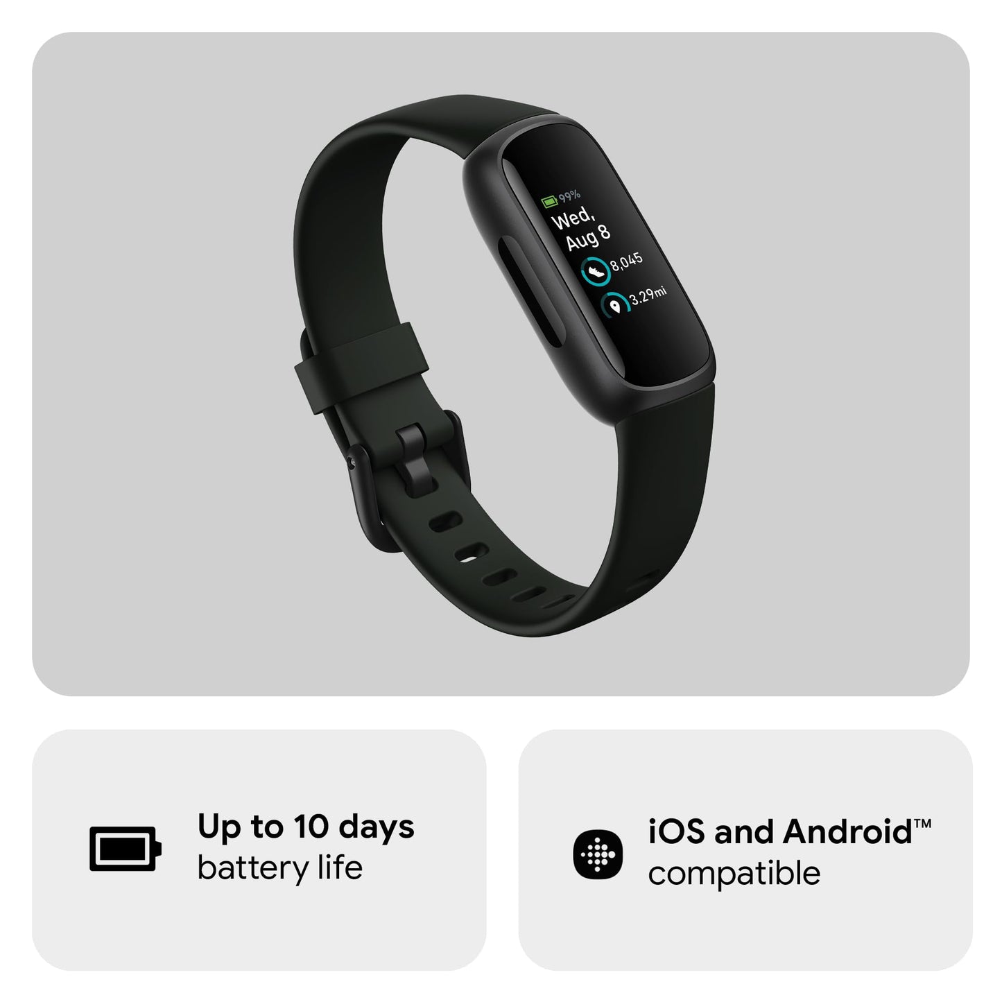 Google Fitbit Inspire 3 Activity Tracker with 6-months Premium Membership Included, up to 10 days battery life and Daily Readiness Score, Black/Midnight Zen
