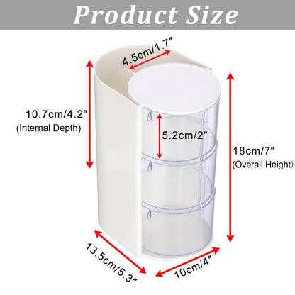 GUSHBIN Rotating Hair Accessories Organizer with Comb Holder Plastic Hair Clips Storage Container Cosmetic Storage Box for Makeup Sponge Brush, 3-Layer White