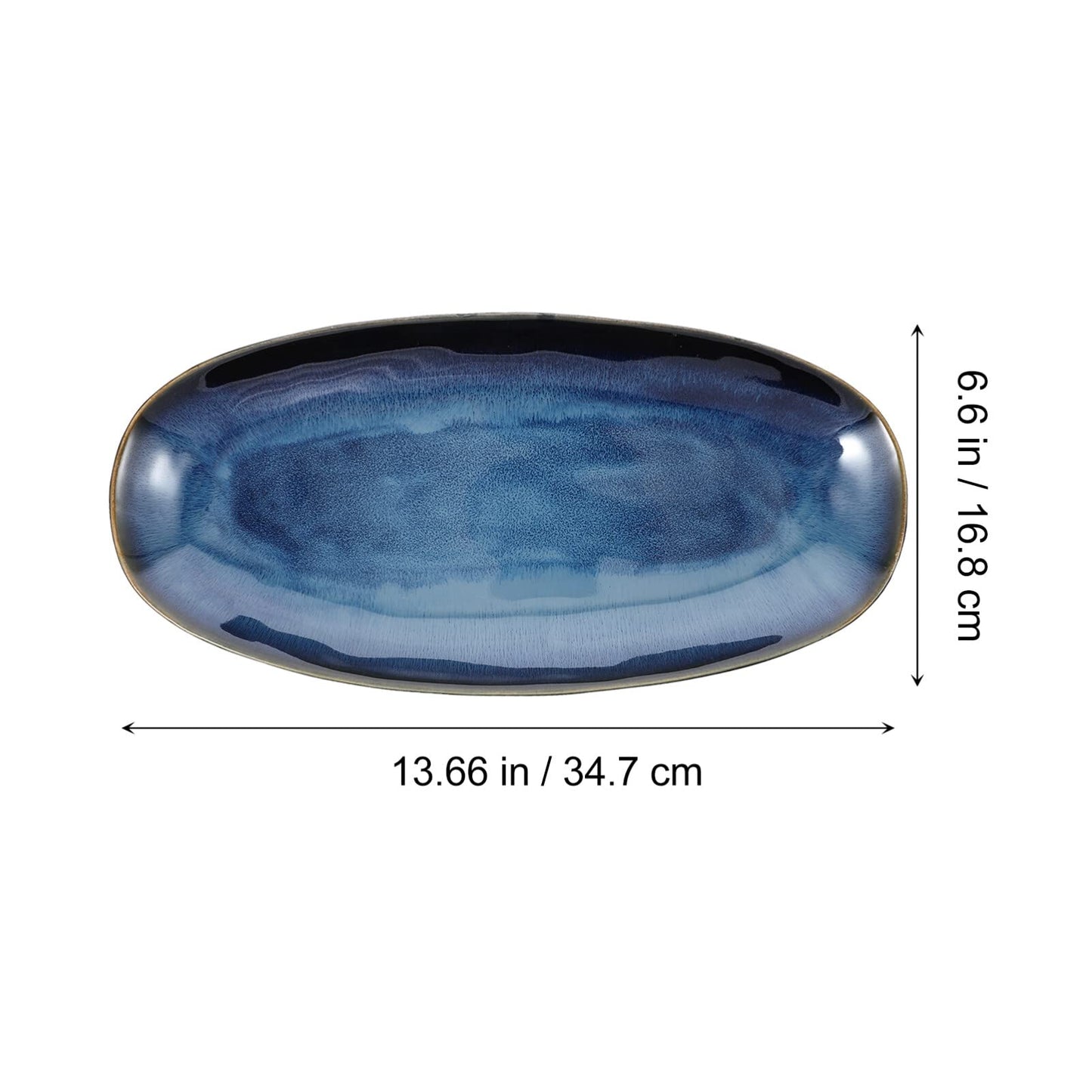 Cabilock Ceramic Sushi Plate 13.66X6.61X1.37In Oval Fish Serving Tray for Home Restaurant Hotel Multi-Function Snack Fruit Food Platter for Entertaining Parties