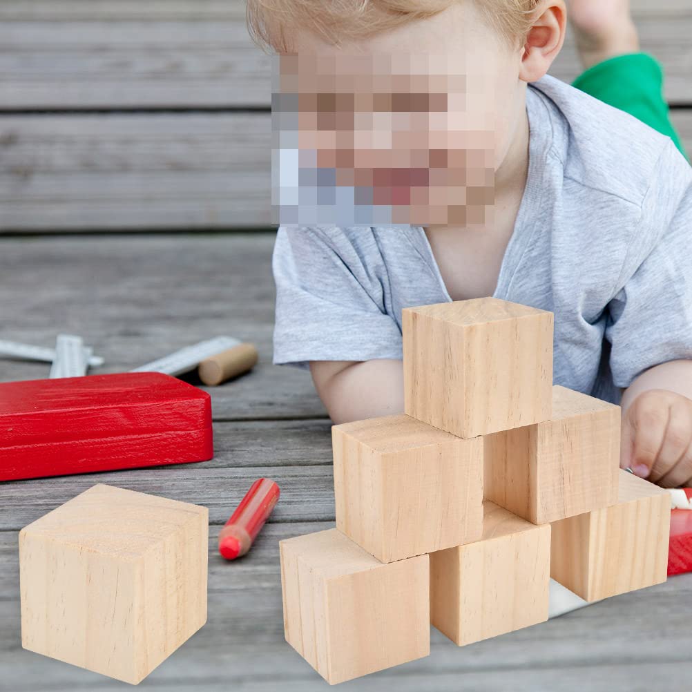 BUYGOO 30Pcs 2 inch Wooden Cubes Wood Blocks Unfinished for Crafts, Wood Square Blocks for Crafts and DIY Décor