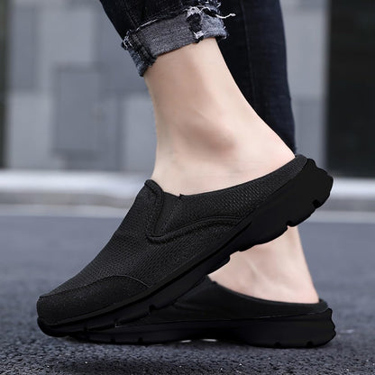 Slippers Ladies Mens Summer Slip-On Beach Sandals Backless Clogs Mules Indoor Outdoor Comfortable Casual Home Shoes Flip Flops,Black-II,7 UK