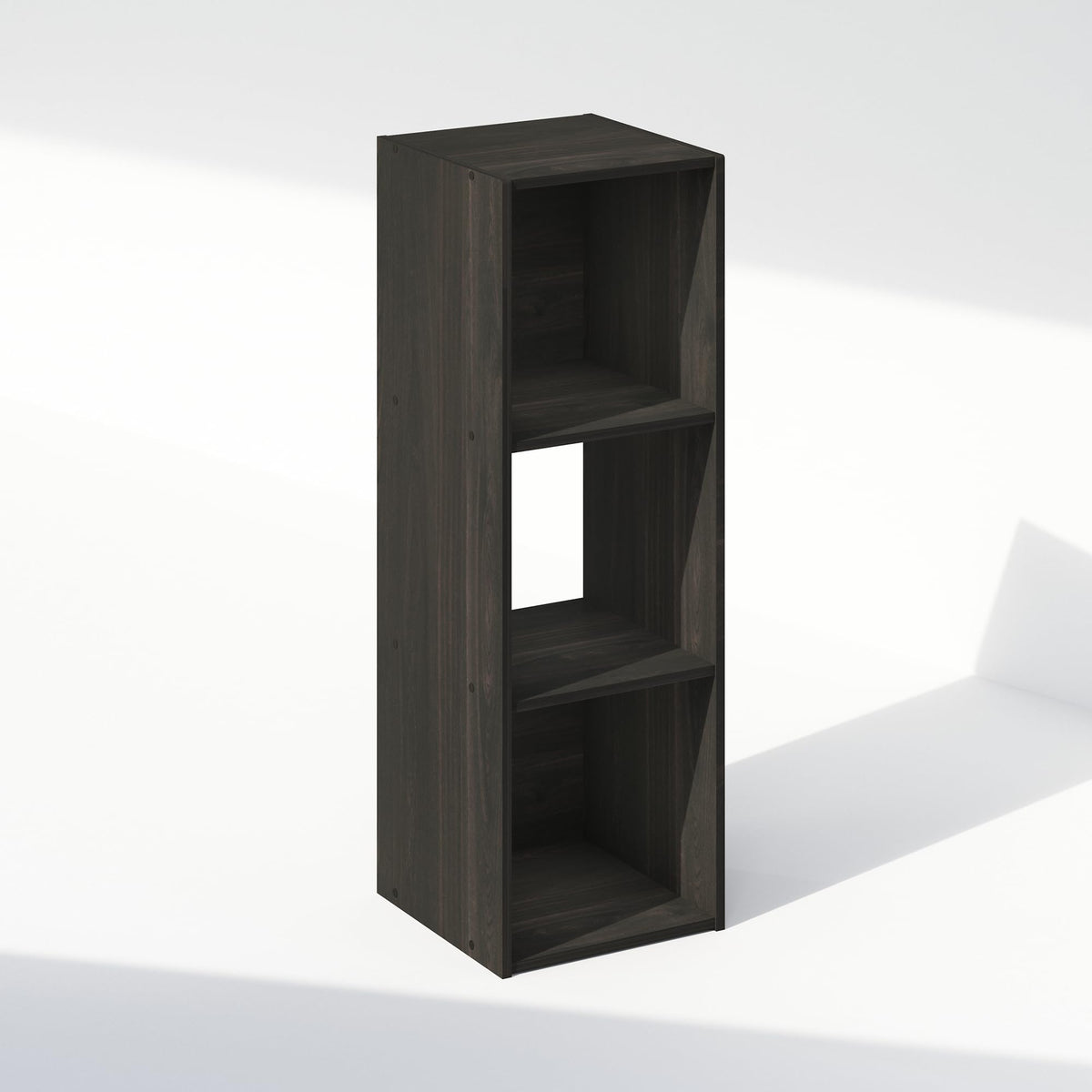 Furinno Pelli 3-Cube Bookshelf, Black Book Shelf, Cube Storage Organizer Bookcase, 11.7 x 12.1 x 35.4, for Living Room, Bedroom, Home Office, Black Espresso
