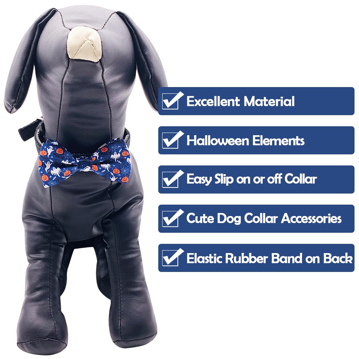 PET SHOW 10pcs Halloween Small Dog Bow Ties for Medium Dogs Puppies Rabbit Cat Detachable Bowties with Elastic Bands Attach to Collar Pet Grooming Collar Attachment Accessories
