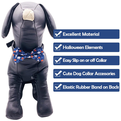PET SHOW 10pcs Halloween Small Dog Bow Ties for Medium Dogs Puppies Rabbit Cat Detachable Bowties with Elastic Bands Attach to Collar Pet Grooming Collar Attachment Accessories