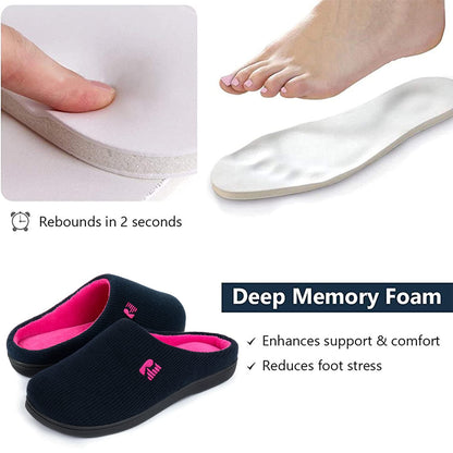 RockDove Women's Original Two-Tone Memory Foam Slipper, Size 5/6 UK Women, Dark Navy and Fuscia
