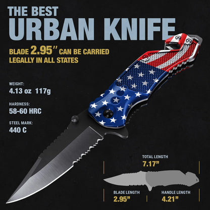 Legal Pocket Knife with American Flag - Folding Sharp Blade - Small Patriotic Knives fo EDC - United States Gifts - Best for Men Boys Teenagers - Nice Tool US - Gift Idea fo Men & Women 6680 F