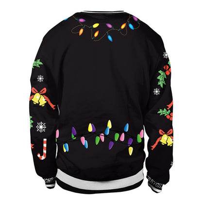 Colorful House Women Men Ugly Christmas Jumper Sweater, 3D Digital Print Sweatshirt(Reindeer,Medium)