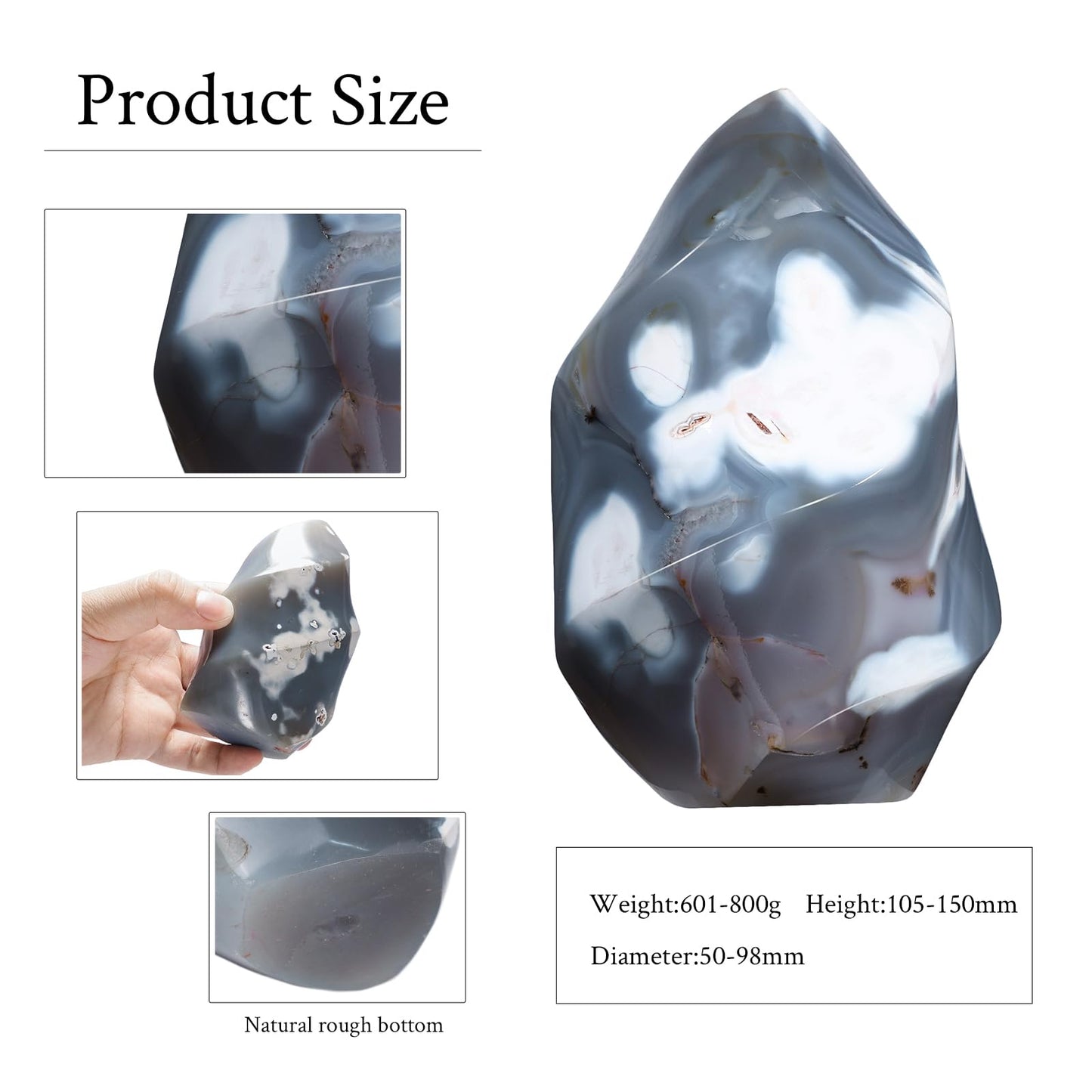 dssmboom Orca Agate Flame Shaped Stone Tower for Home Decor, Irregular Healing Crystal Specimen Mineral for Collection, Energy Balancing,601g-800g