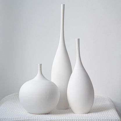 Relexome White Ceramic Vase Modern Boho Wabi-Sabi Flower Vase Set of 3 Decorative Aesthetic Vases for Centerpieces Pampas Matte Minimalist Vases for Living Room Table Shelf Home Decor Gift