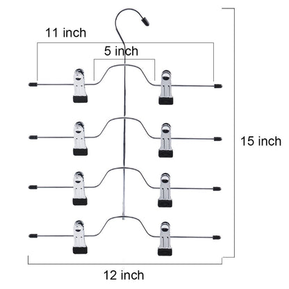 Tosnail 4 Pack 4 Tier Skirt Pants Clothes Hanger with Non Slip Clips, Space Saving Closet Organizer for Trouser, Slack, Jeans, Towels