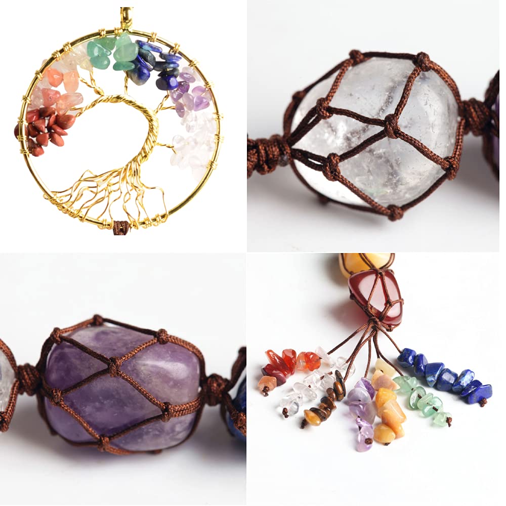 7 Chakras Stones Healing Crystals Tree of Life Wall Hanger Tumbled Gemstones Meditation Hanging Ornament Christmas Tree Memorial Hanging Pendant