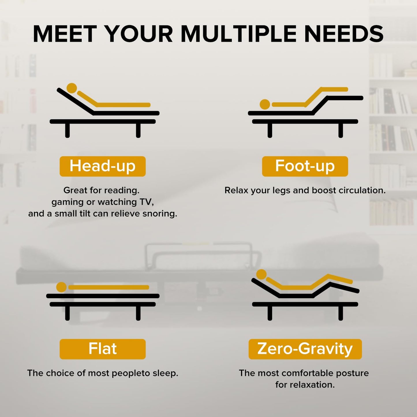 DNYN King Size Adjustable Bed Base Frame with USB Ports and Wireless Remote for Bedroom/Guest Room, Zero Gravity Bed with Head and Foot Incline, Space-Saving & No Box Spring Needed