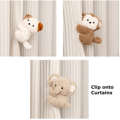 Cute Animal Plush Gift Set-Penguin Wrist Rest & 3 mini Plush Clips(Monkey,Dog,Elephant) Kawaii Cozy Desk Decor for Office, Study, Home,Gift Box Included