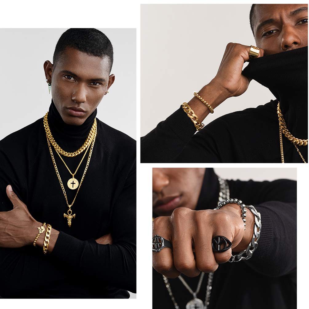 PROSTEEL Stainless Steel Chain Bracelets Trendy Layering Curb Chain Cuban Link Minimalist Bracelet Men Jewelry