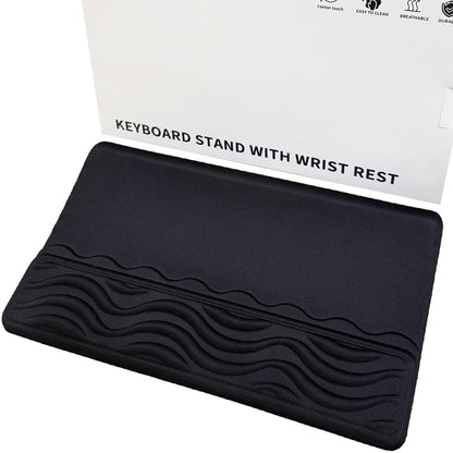 TCOINERY Keyboard Wrist Rest, Mouse Pad Set with Ergonomic Tilted, Memory Foam Pad for Pain Relief, Wrist Rest for Computer Keyboard, Comfortable Typing Support for Office, Home & School, Black