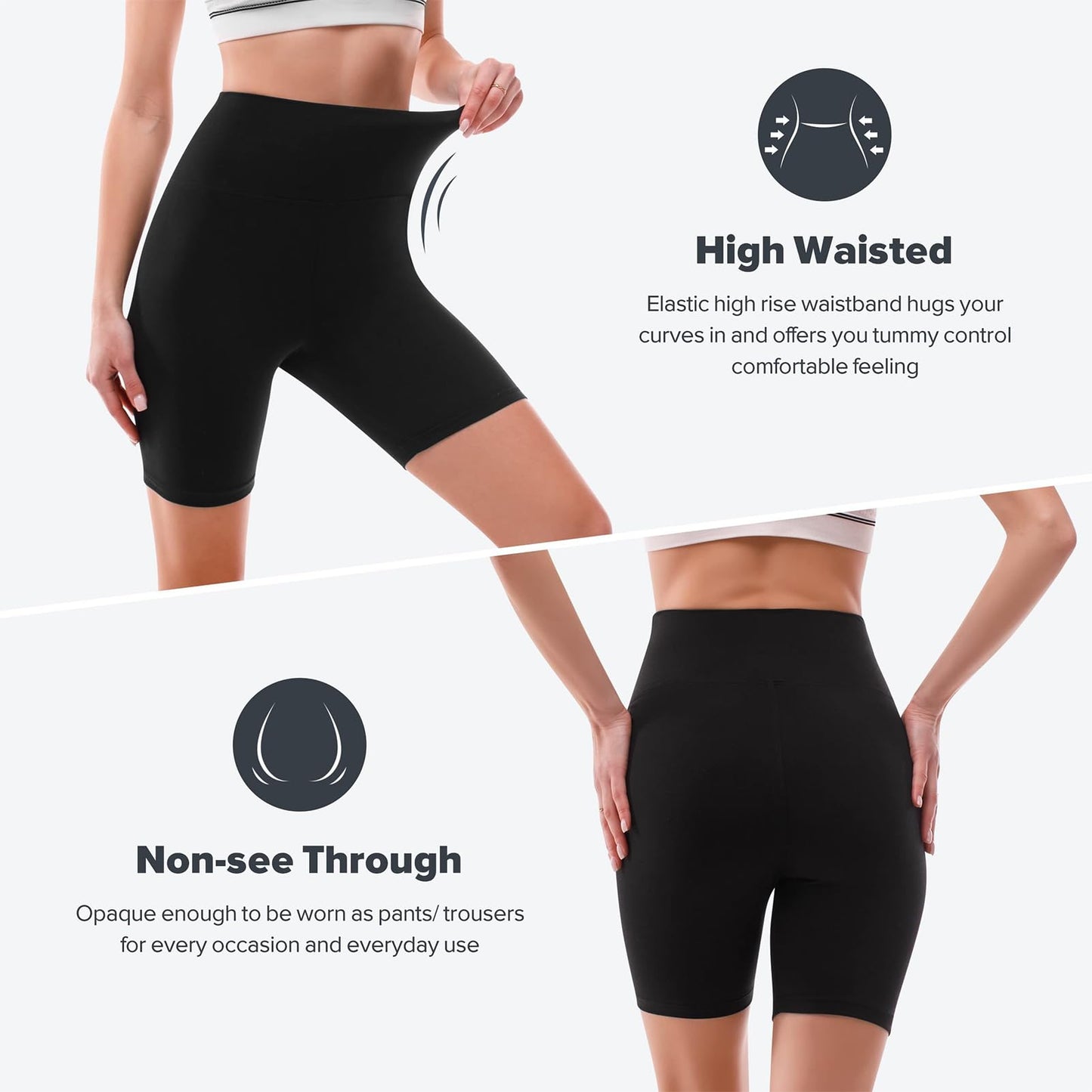 SINOPHANT High Waisted Women Biker Shorts - 6” Buttery Soft Elastic Tummy Control Shorts for Gym, Yoga, Workout(S-M,Orange)