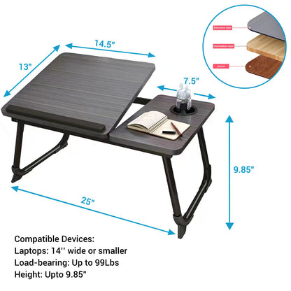 CloudTrip Laptop Desk for Bed or Couch, Lap Desk, Woking in Bed Desk, Home Office Desks, Breakfast Tray, Desk with Cup Holder, Watching Movies in Bed, Laptop Stand for Bed, Fordable Legs Desk (White)