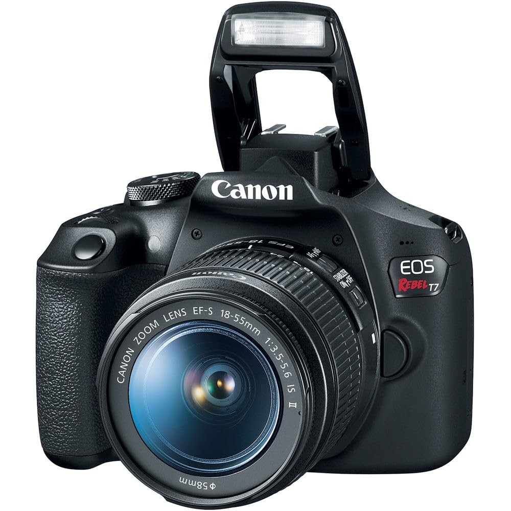 Canon EOS Rebel T7 DSLR Camera with 18-55mm Lens Bundled with 64GB Memory Card + Camera Bag + 58mm UV Filter + Microfiber Cleaning Cloth (5 Items)