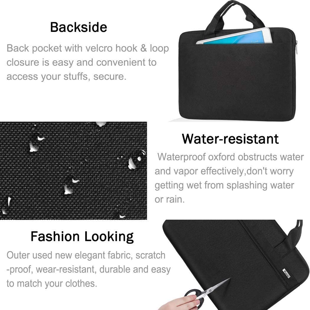 Voova Laptop Bag 15.6 Inch, Waterproof Computer Case Sleeve for MacBook Air 15 M2, MacBook Pro 15/16, 15-16” HP Dell Lenovo Laptop, Slim Briefcase Messenger Bag with Shoulder Strap, Men Women,Black