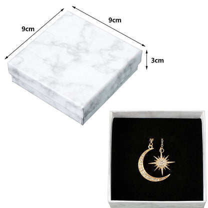 Pajean 12 Pcs Marble Jewelry Gift Boxes for Bracelet Cardboard Bracelet Box 3.54 x 3.54 x 1.18 Inch Small Cotton Filled Velvet Jewelry Gift Case, Marble White