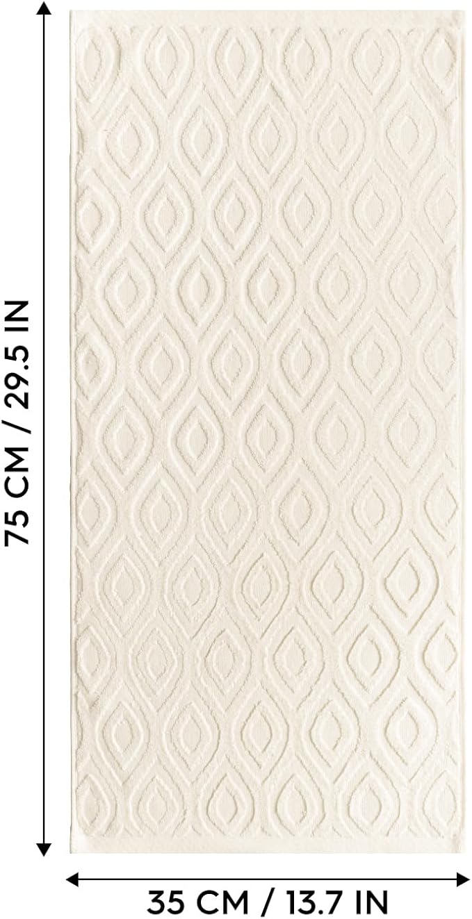 Artoid Mode 2 Pcs Beige 3D Diamond Grid Jacquard Hand Towels