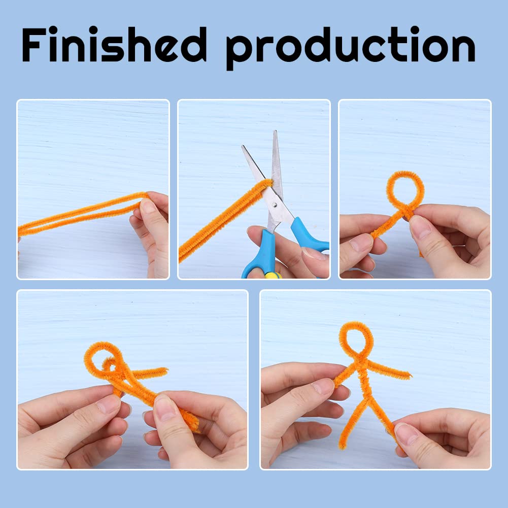 110 Piece Orange Craft Pipe Cleaners - Chenille Stem Art Supplies for Home Decoration Projects