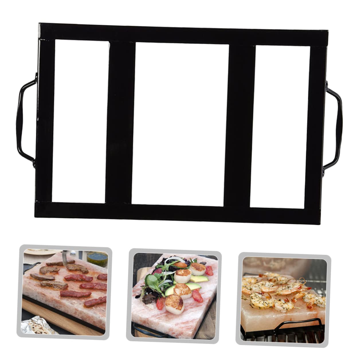 SEWOART Grill Salt Plate Rack Sturdy Metal Salt Block Holder Versatile BBQ Cooking Tool Heatproof Odorless Great for Camping Home