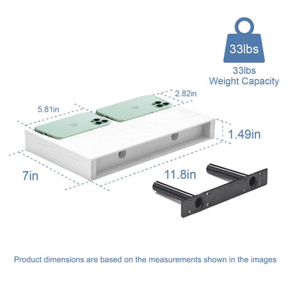 Mifurn Floating Shelves for Wall White Shelves Bathroom, Bedroom and Living Room, Wall Shelves & Book Shelf, Hanging Shelf, Modern Wooden Wall-Mounted Small Floating Shelf, 12x7x1.5 in, Set of 2