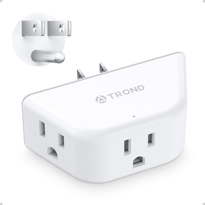 TROND Multi Plug Outlet Extender 2 Pack - Electrical Wall Splitter, 3 Way Angled Wall Outlet Adapter, Cruise Essentials, Small Multiple Plug Expander for Cruise Ship Home Office Dorm Room, White