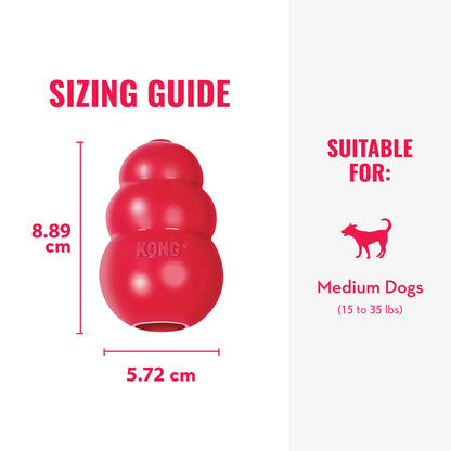 KONG Classic Stuffable Dog Toy - Fetch & Chew Toy for Dogs - Treat-Filling Capabilities - Durable Natural Rubber Material - For Medium Dogs