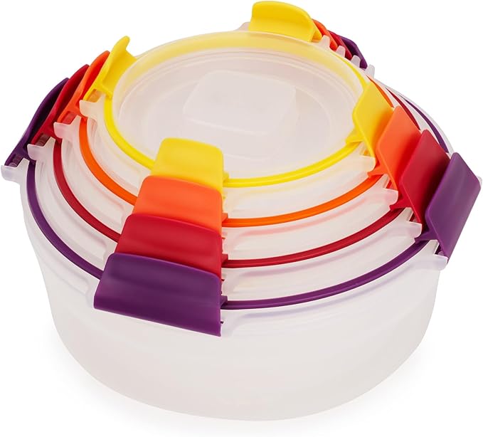 Joseph Joseph Nest Lock 8-piece Plastic BPA Free Round Food Storage Container
